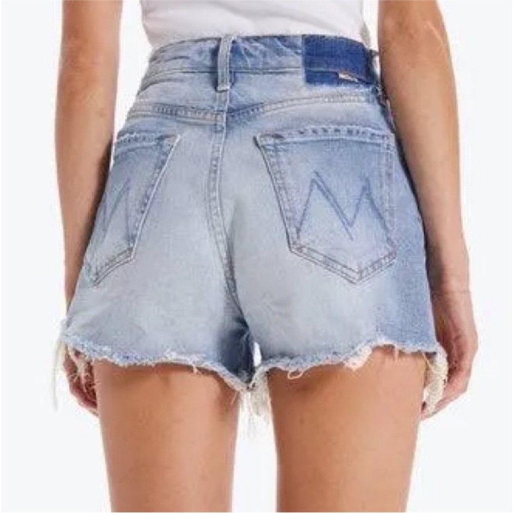 MOTHER DENIM ULTRA HIGH WAISTED TOMCAT KICK FRAY SHORT IN I CONFESS